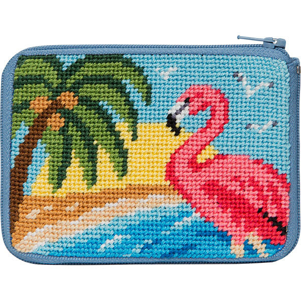SZ208 - Flamingo Coin Case Stitch & Zip