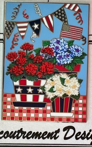 Red White & Blue Flowers Needle Minder