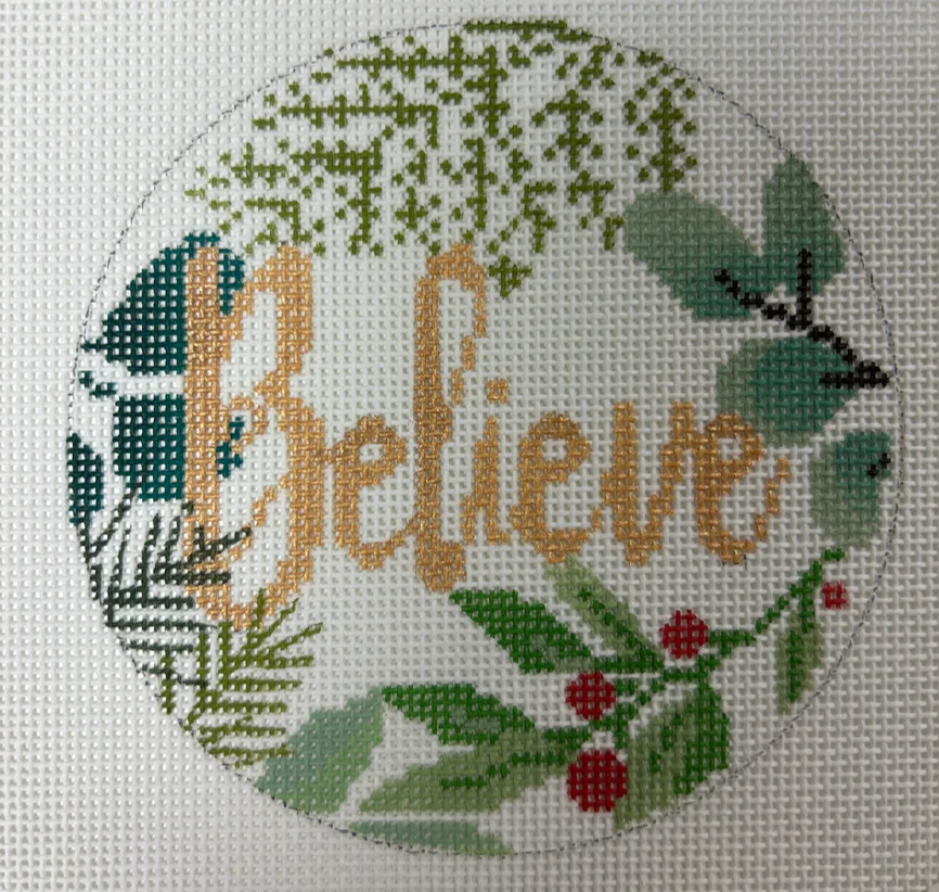 LL-ORN-28W - Believe Ornament White/Gold