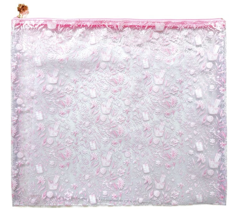 Needlepoint Print Clear PVC Bag in Pink - Medium