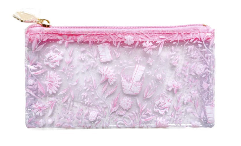 Needlepoint Print Clear PVC Bag in Pink - Mini