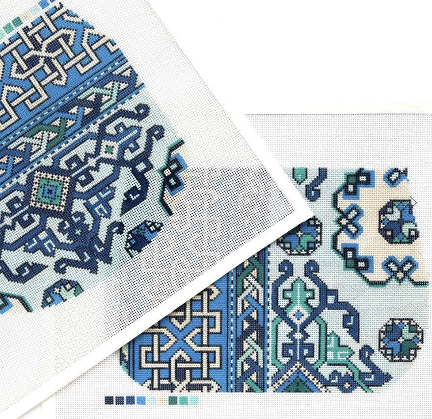JS - Holbein Purse and Flap Needlepoint Canvases - blue and green (2 canvases)