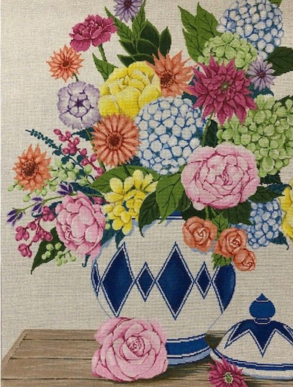 ASIT391 - Floral in Blue & White Pot