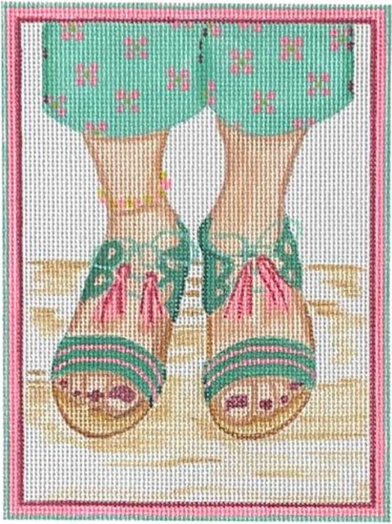 PL-460 - Here's Looking at Shoe - Tassel-tie Sandals - turquoise, jade & hot pink