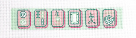 Mahjong Key Fob - Pink + Green