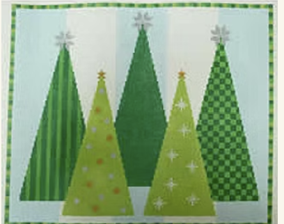 KK-P207B - Christmas Trees on Blue Stripes