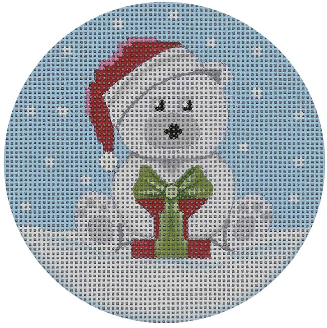 BB12 - White Santa Bear w/ Present