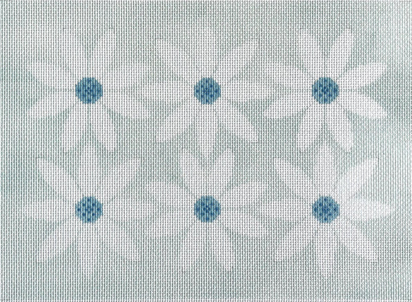 TA4054 - Courtney Six Flowers Canvas - Light Blue and White