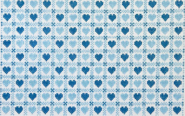 TA4144 - Blue Heart Check Pillow Canvas