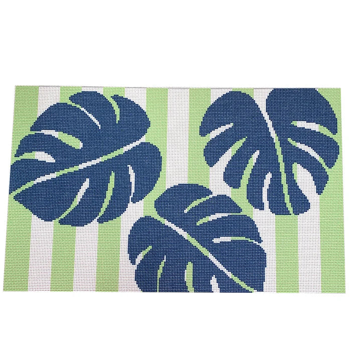 NTG TS285 - Monstera Stencil on Lime Bolster