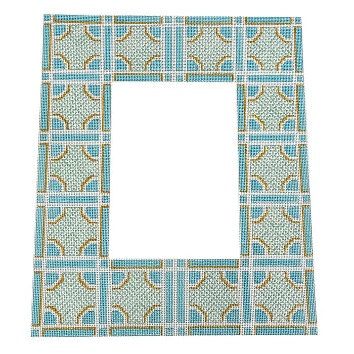 PF759 -  Turquoise and White Geometric Frame