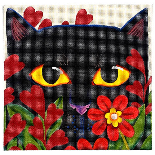 VM1705 - Black Cat with Flowers