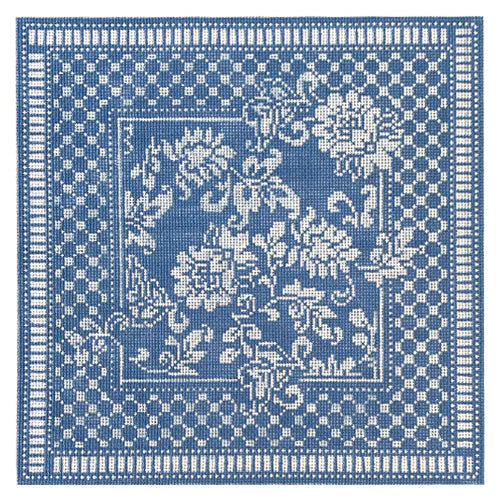 WG12696 - Karen's Damask Pillow - Wedgewood and White