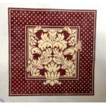 WG12873 - Karen's Dark Red Damask Pillow - Version 2