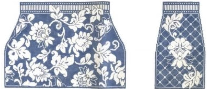 WG13021 - Karen's Damask Tote - Wedgewood and White