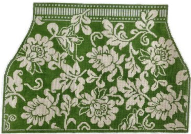 WG13030 - Karen's Damask Tote - Apple Green and Ivory