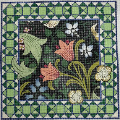 WG15022 - William's Golden Lily with Milan Border Pillow - Blue