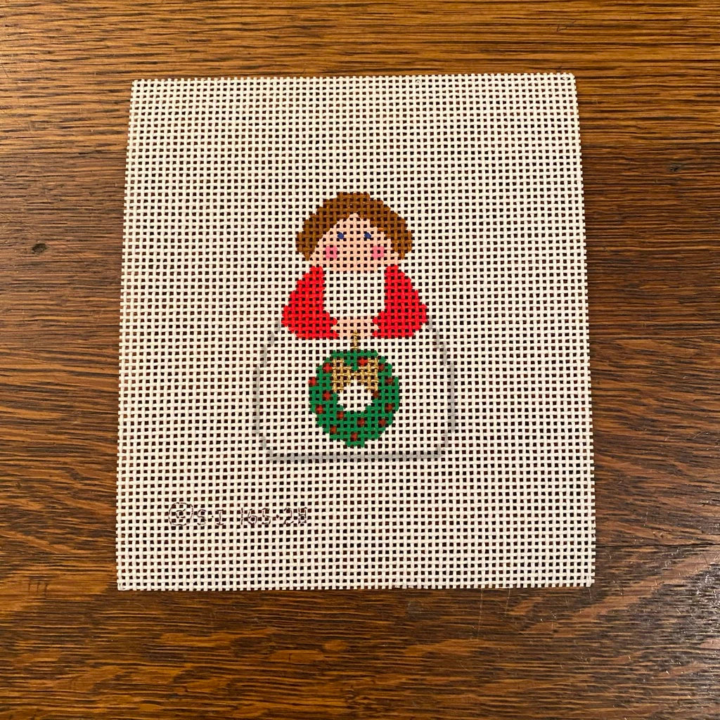 S-I-165-28 - White and Red Angel with Wreath