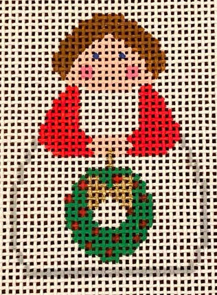 S-I-165-28 - White and Red Angel with Wreath