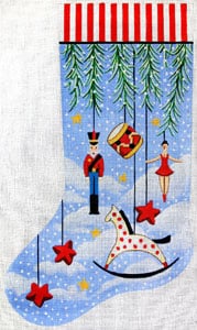 X-106 - Primative Ornament Stocking with Rocking Horse