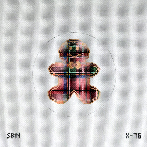 X-76 - Plaid Gingerbread Man Ornament