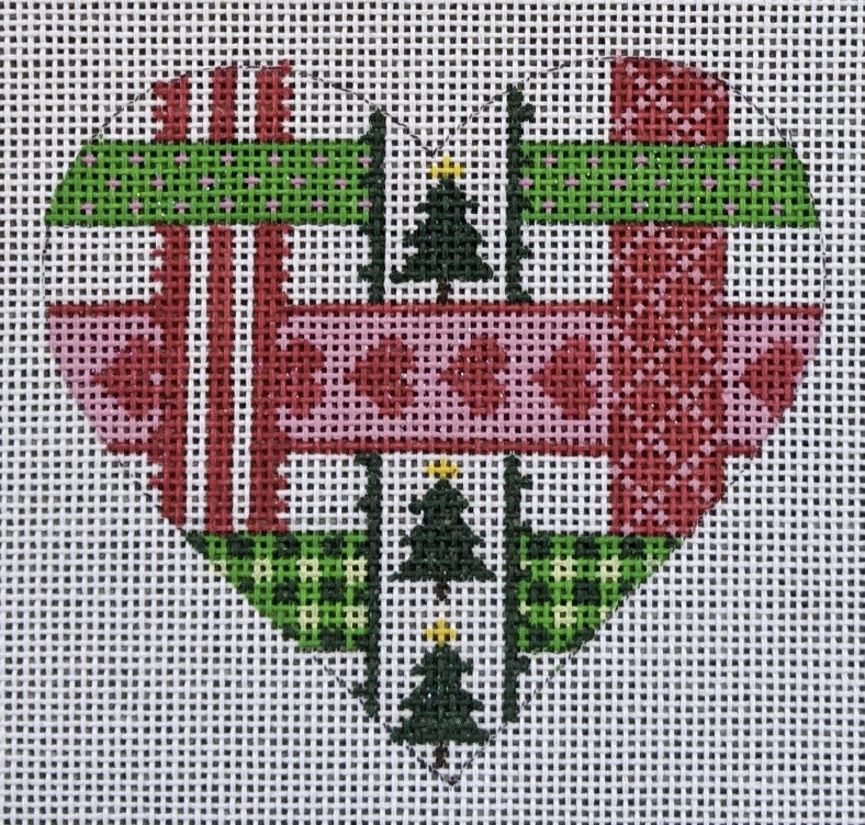 XM-125 - Mini Heart - Woven Ribbons - In Christmas Colors