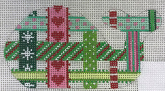 XM-124 - Mini Whale - Woven Ribbons - In Christmas Colors