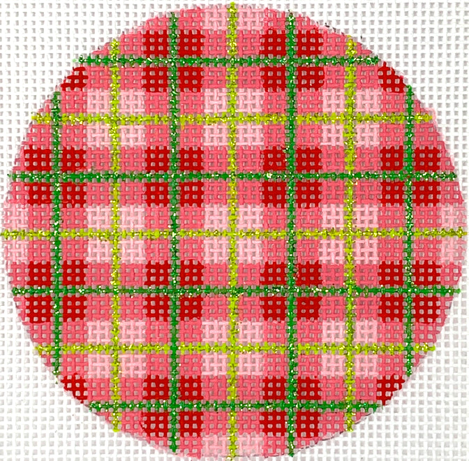 XM-148 - Bright Disk Letters - Christmas Plaid - Red, Watermelon with Green Lime Lines