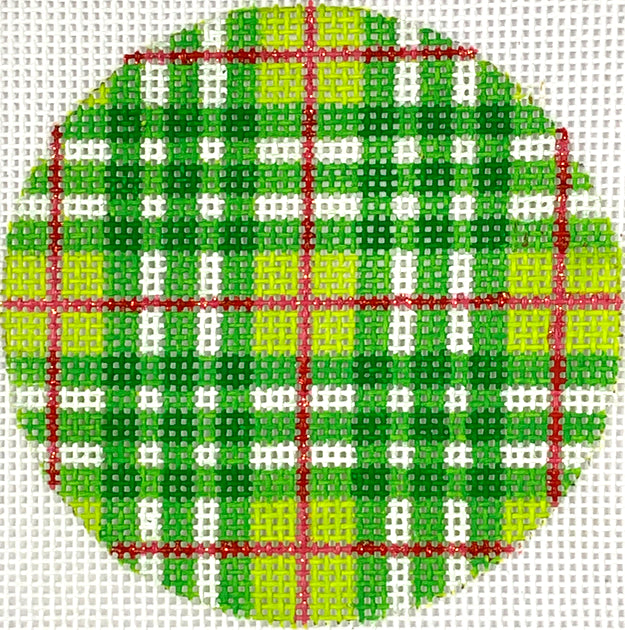 XM-149 - Bright Disk Letters - Christmas Plaid - Green and  Lime Gingham with Red/Gold Lines