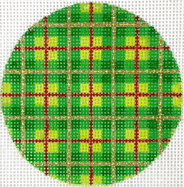 XM-151 - Bright Disk Letters - Christmas Plaid - Green and Lime with Red Lines