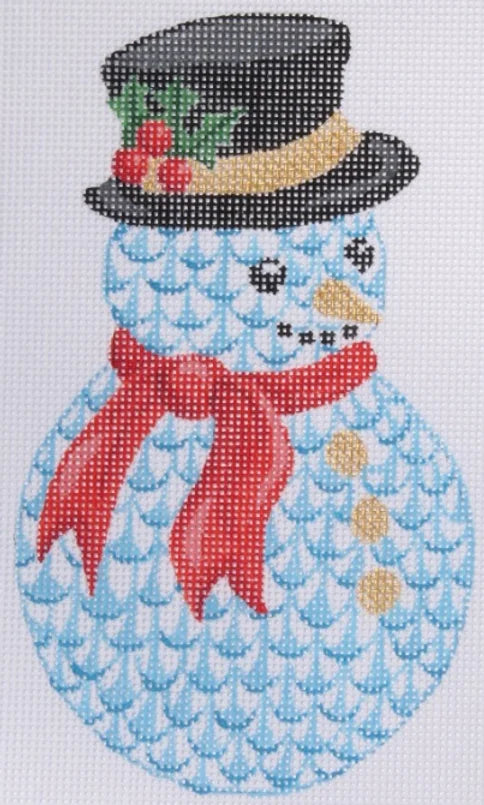 XM-87 - Herend-Inspired Snowman with Red Scarf and Top Hat