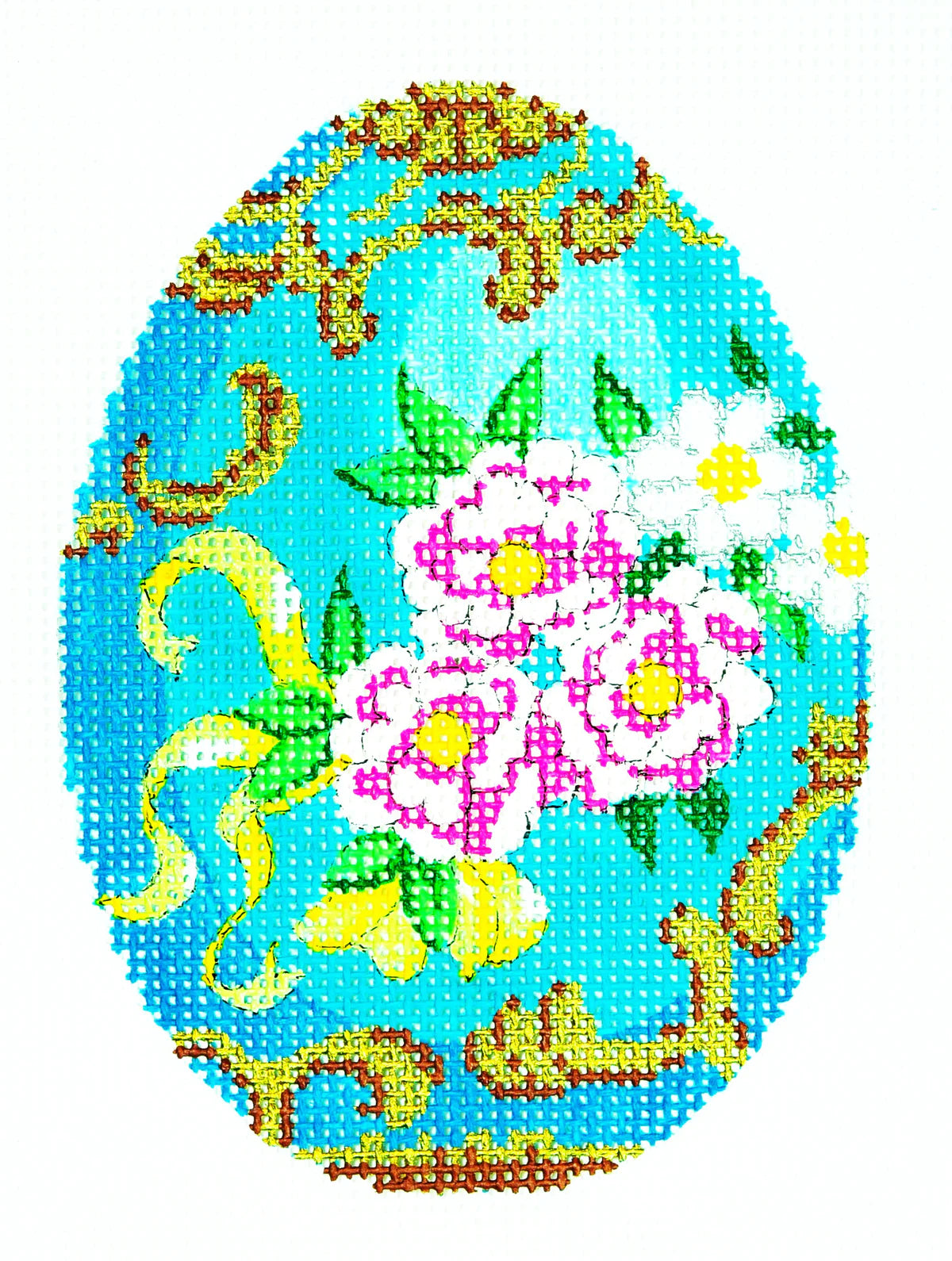 XM404 - Faberge Egg - Flowers on Blue