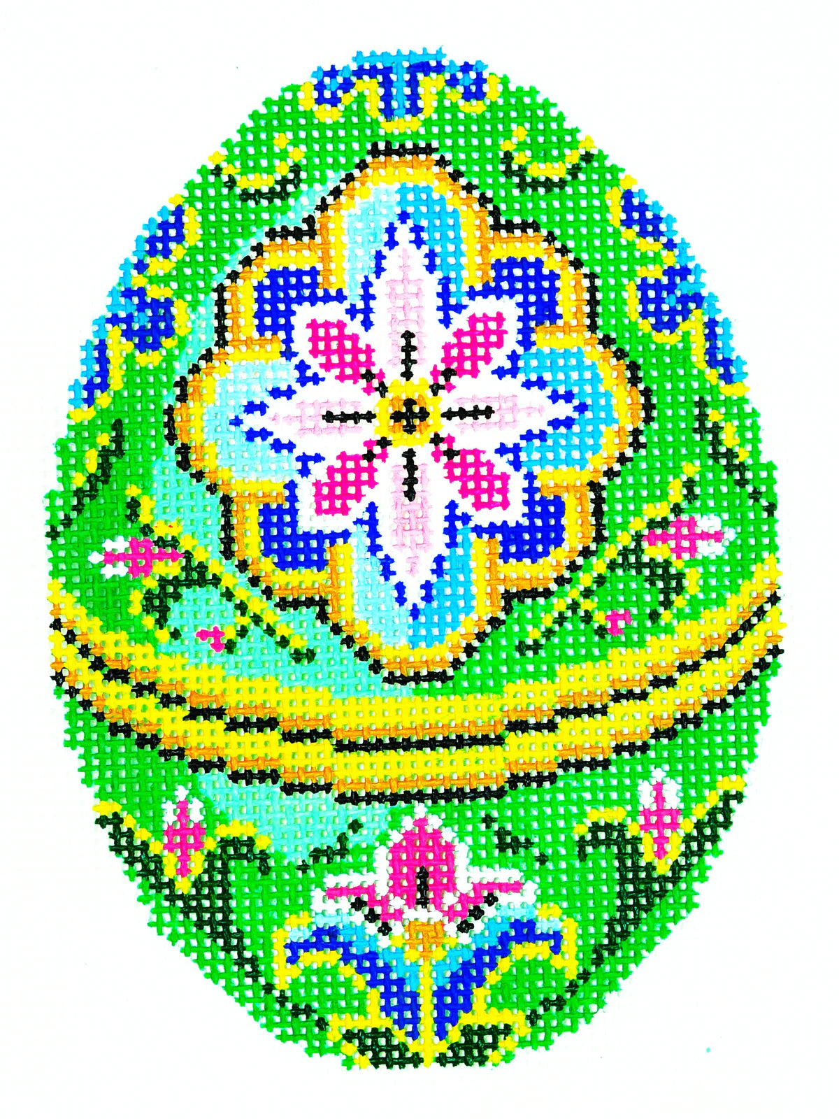 XM448 - Faberge Egg - Flowers on Green