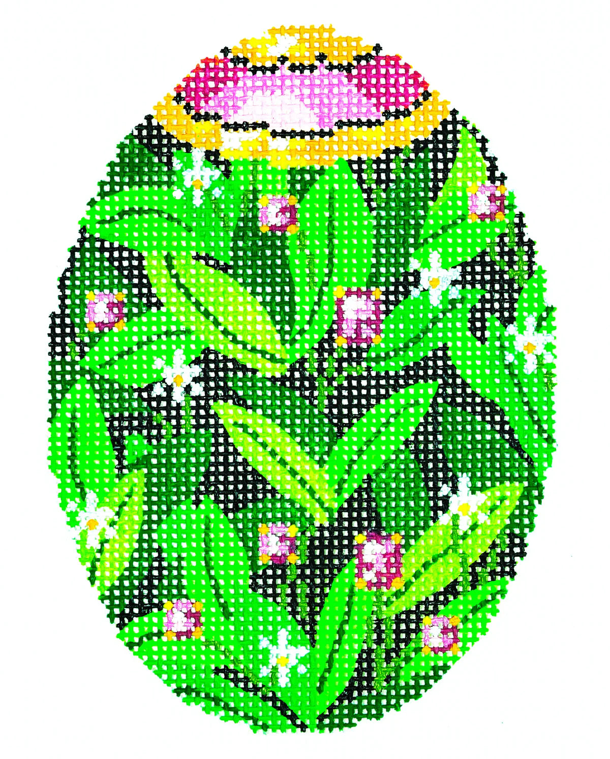 XM459 - Faberge Egg - Flowers and Green Leaves