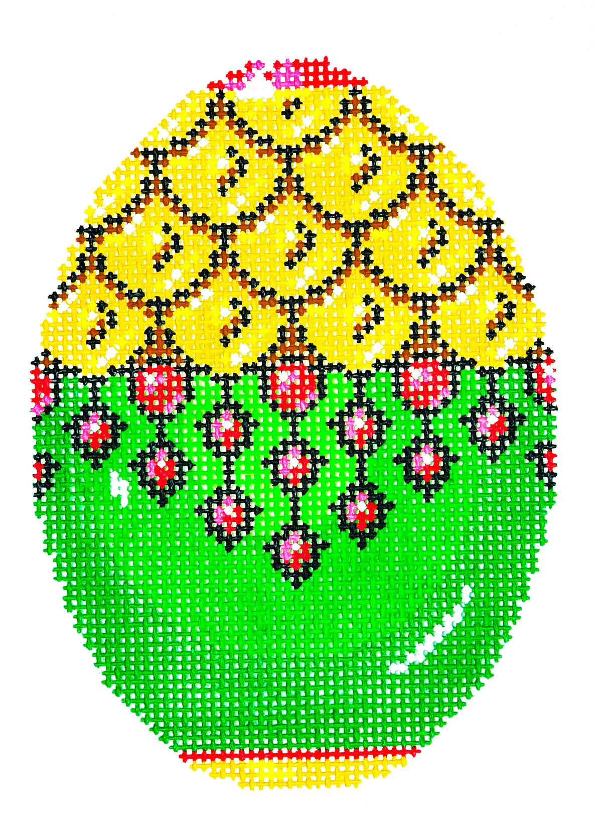 XM465 - Faberge Egg - Red Jewels on Yellow and Green