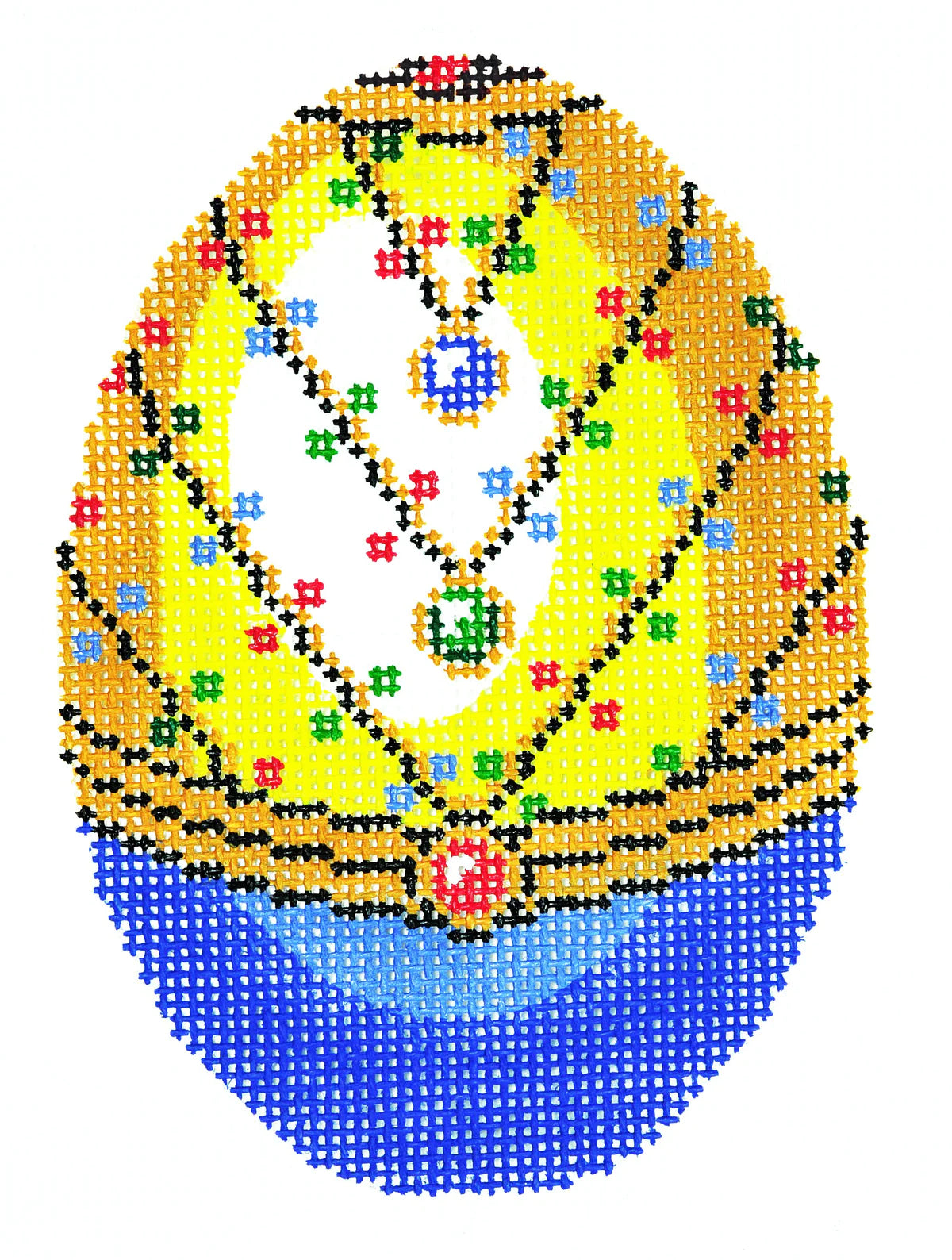 XM468 - Faberge Egg - Jewels on Blue and Yellow