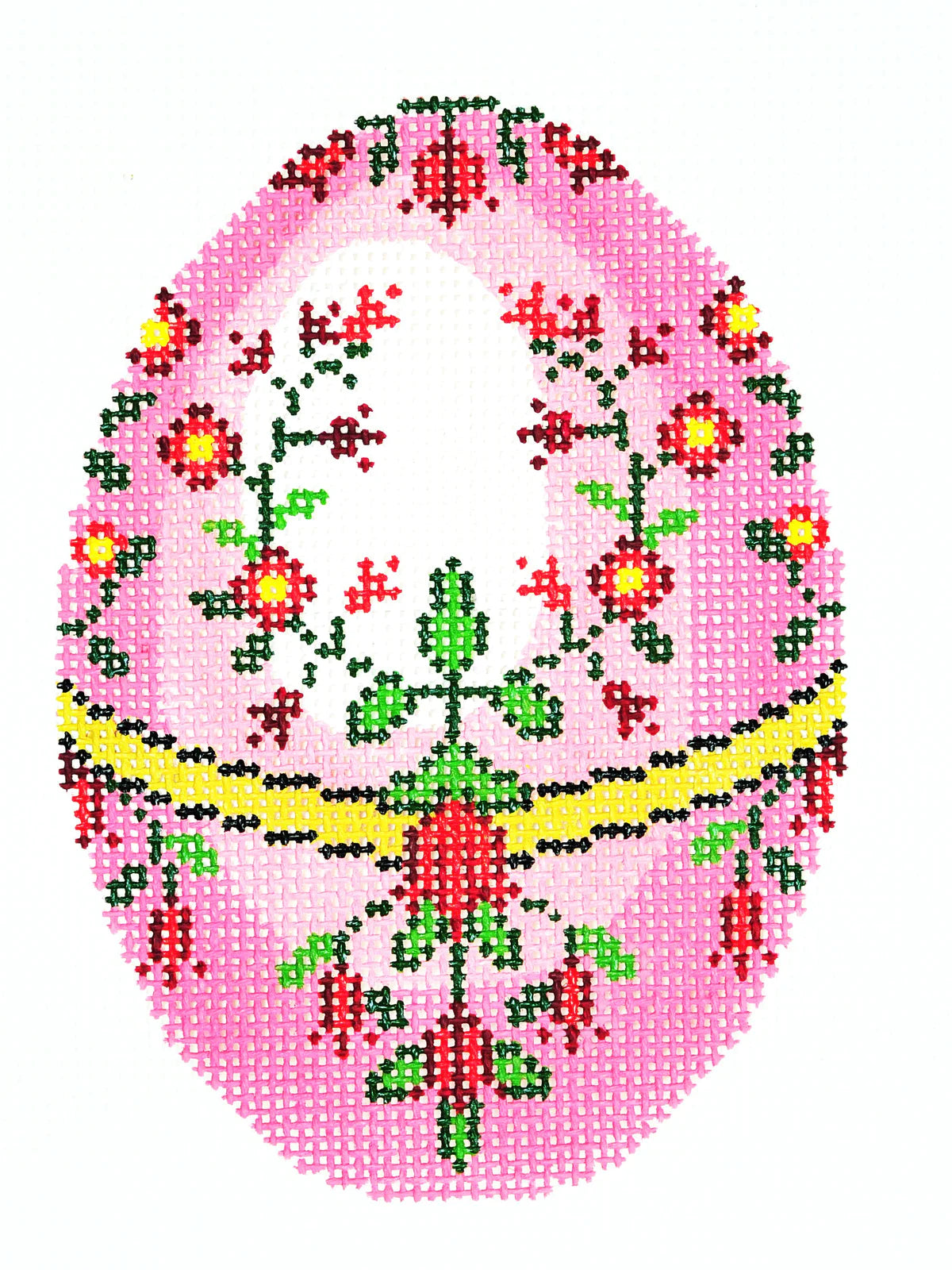 XM470 - Faberge Egg - Red Flowers on Pink