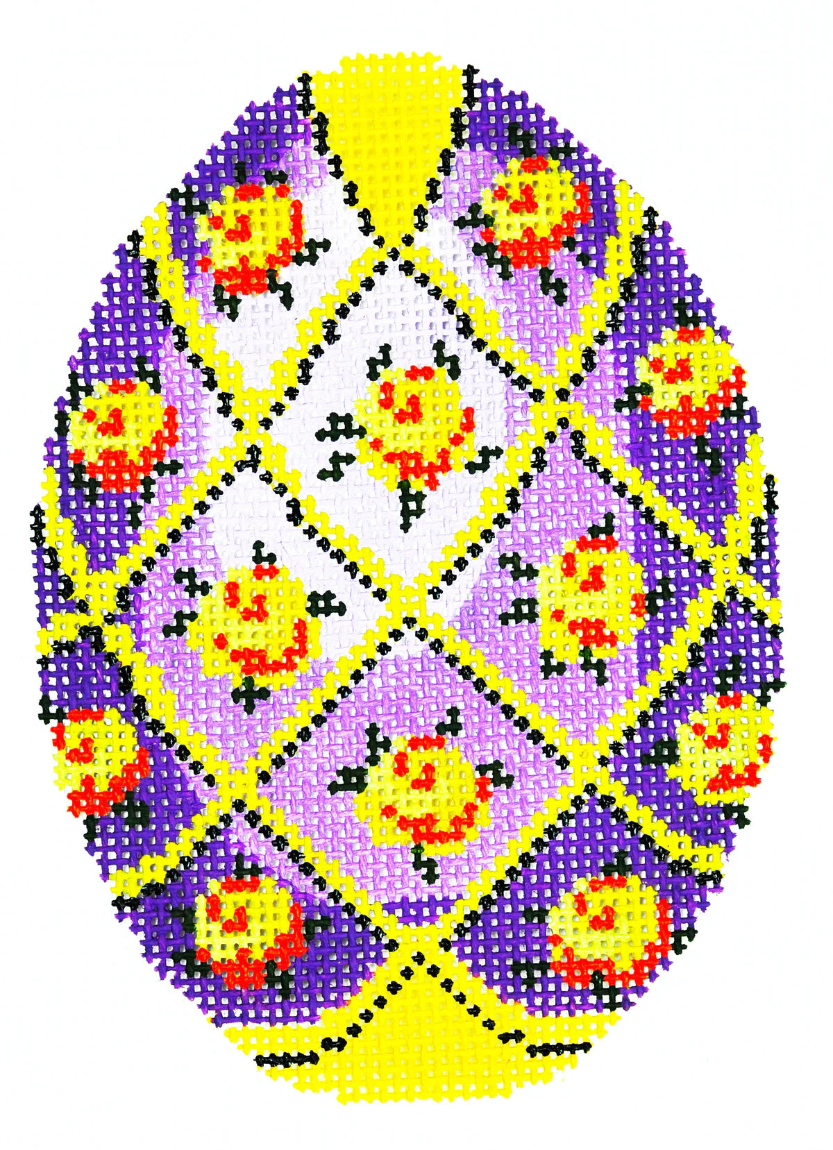 XM471 - Faberge Egg - Yellow Roses on Purple