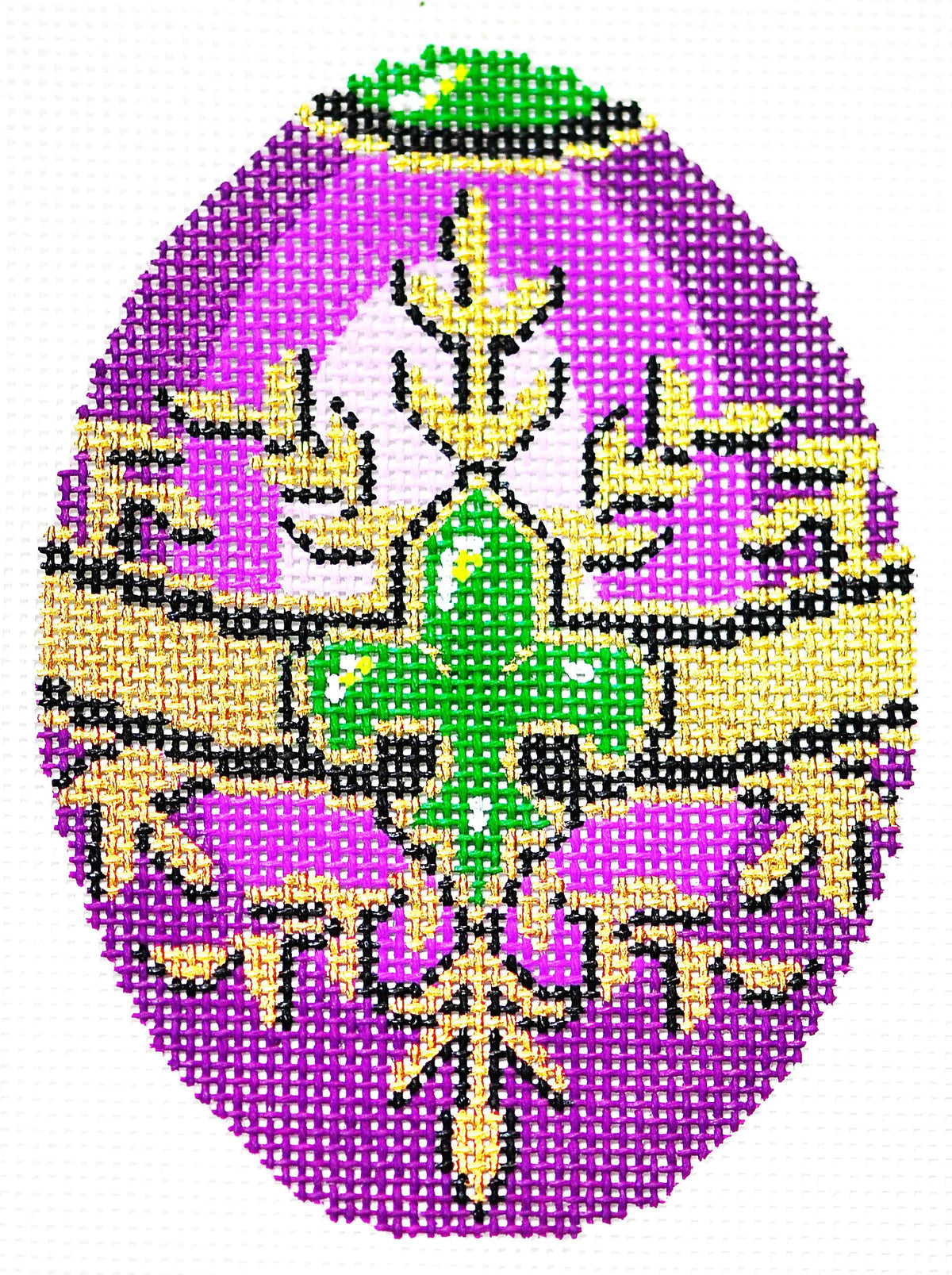 XM474 - Faberge Egg - Green Emblem with Yellow Band on Pink