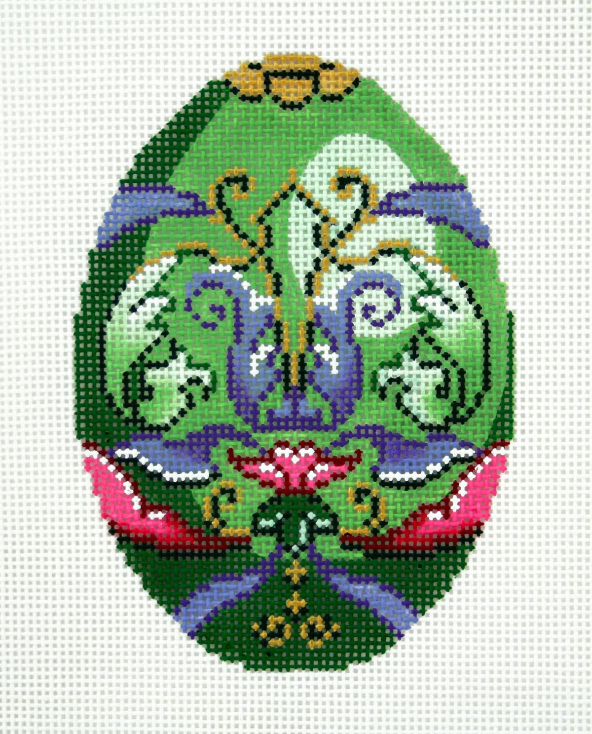 XM489 - Faberge Egg - Blue Emblem on Green