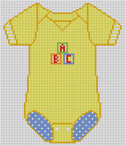 XO-183C - Baby Onesie - Yellow with Blocks