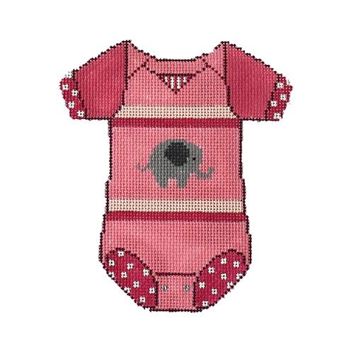 XO-183E - Baby Onesie - Pink with Elephant