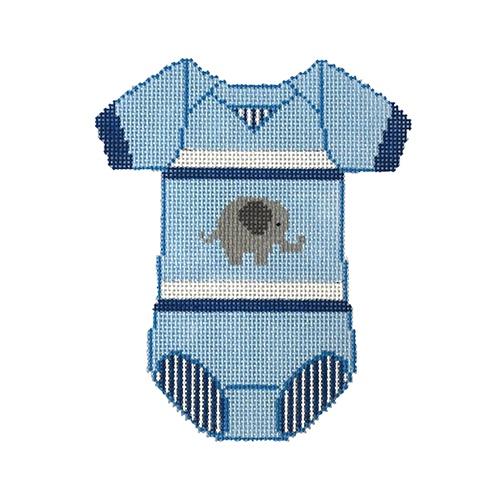 XO-183F - Baby Onesie - Blue with Elephant