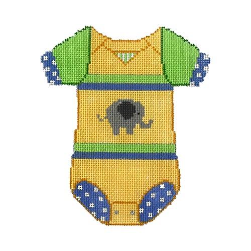 XO-183G - Baby Onesie - Yellow with Elephant