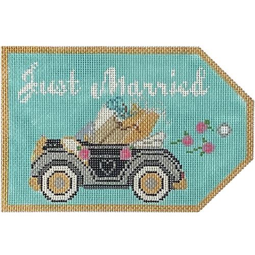 XO-193K - Gift Tag - Just Married - Old Fashioned Car