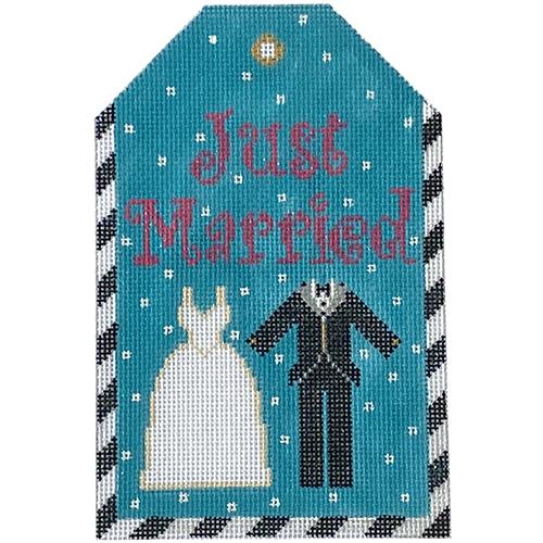 XO-193L - Gift Tag - Just Married - Dress and Tux