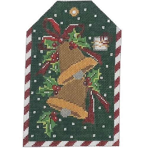 XO-197J - Gift Tag - Golden Bells and Holly
