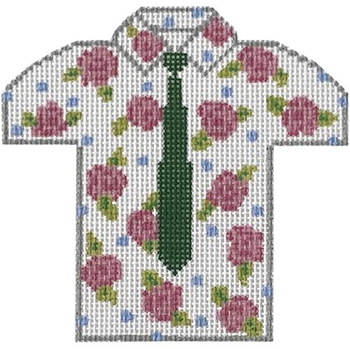 XO-221A - Men's Shirt - Roses with Green Tie
