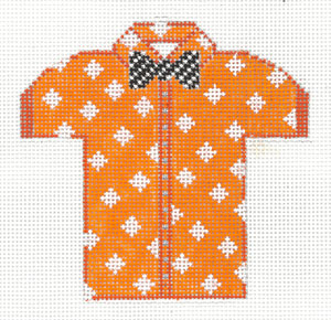 XO-221E - Men's Shirt - Orange with Diamonds Black Bow