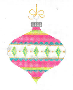 XO-222C - Vintage Ornament - Pink, Blue and Green